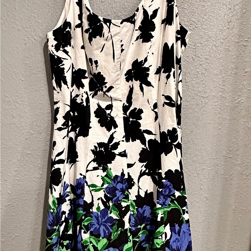 dressbarn Black and Blue Floral Midi Dress